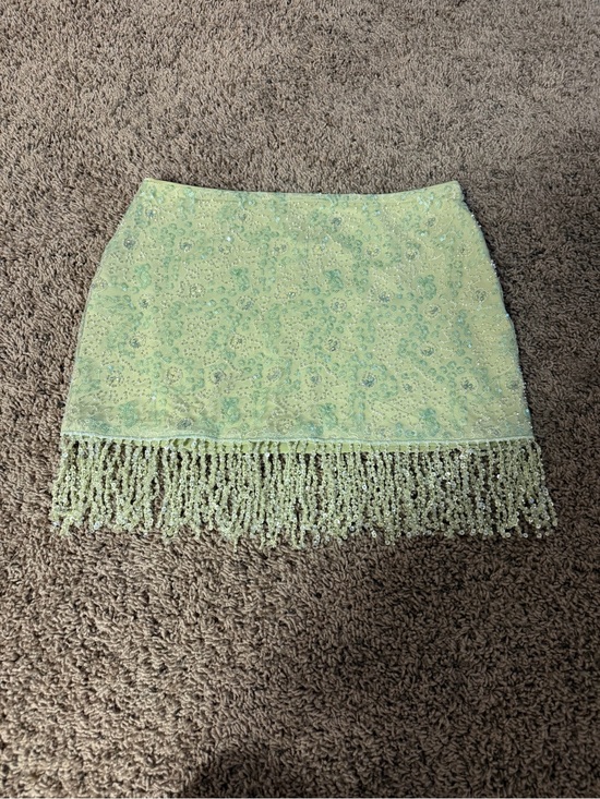 12th Tribe Dresses & Skirts - 12th Tribe Mint Beaded Fringe Mini Skirt